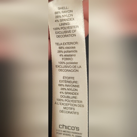 Chicos Ponte Ruffled Trim Black Blazer Hook Closure Size 1 (Medium) - Picture 7 of 8